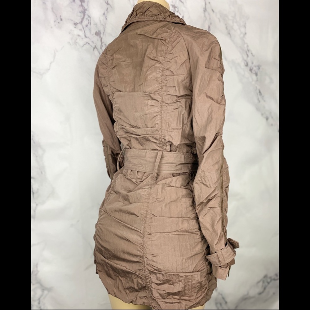 Ruched Ripstop Trench Coat